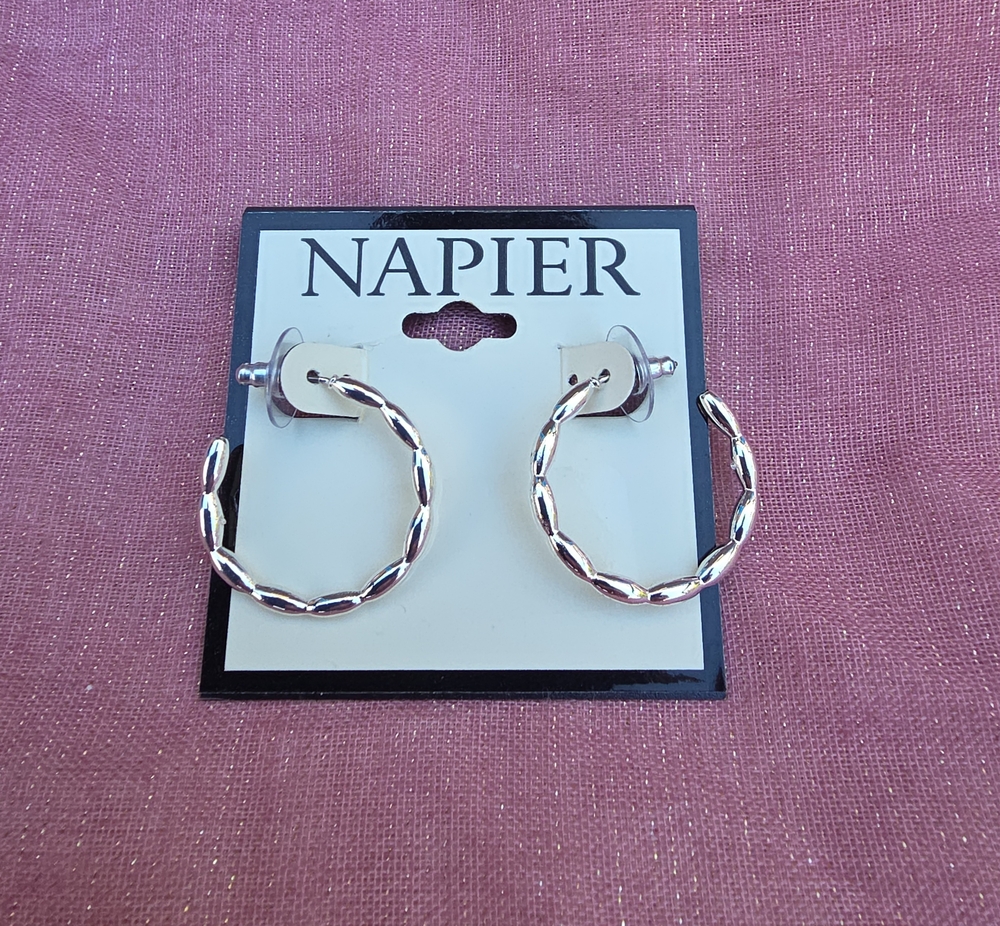 Napier Twisted Hoop Earrings in Silver NWT